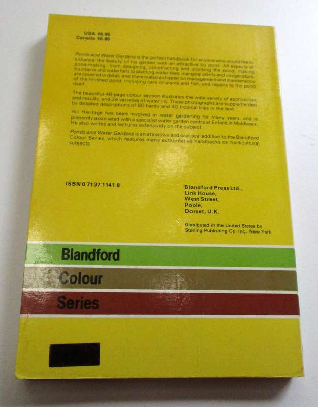 Ponds and water gardens - Bill Heritage - Blanford Press, Dorset (Softcover)