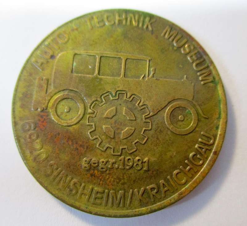 Brass Token - Autotechnik Museum in Sinsheim, Kraichgau, Germany 1981