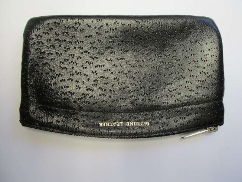 Vintage Black Leather Wallet - YKK zip