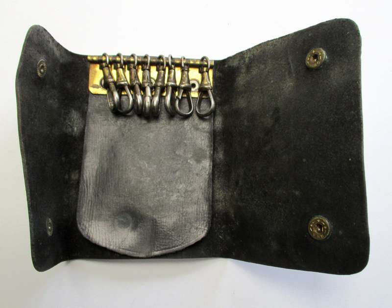 Vintage Black Leather Key Wallet