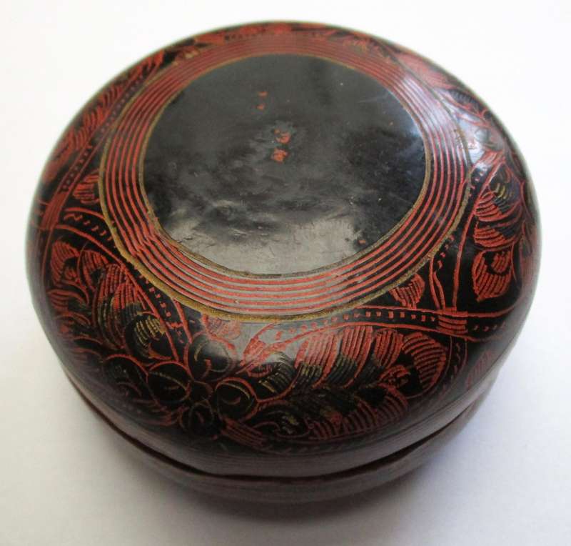 Hand Decorated Asian Trinket Container. Resin