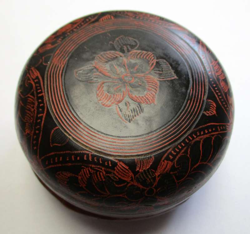 Hand Decorated Asian Trinket Container. Resin