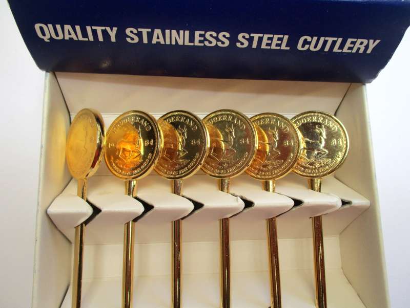 Viners Stainless Steel Cutlery - Kruger Rand Forks - gold plated