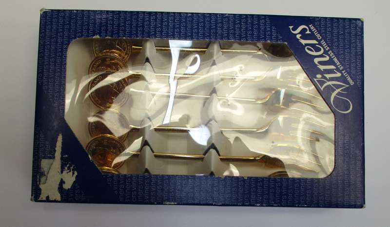 Viners Stainless Steel Cutlery - Kruger Rand Forks - gold plated