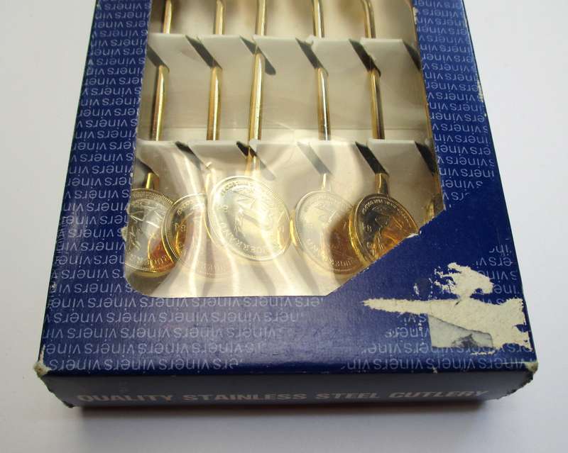 Viners Stainless Steel Cutlery - Kruger Rand Forks - gold plated