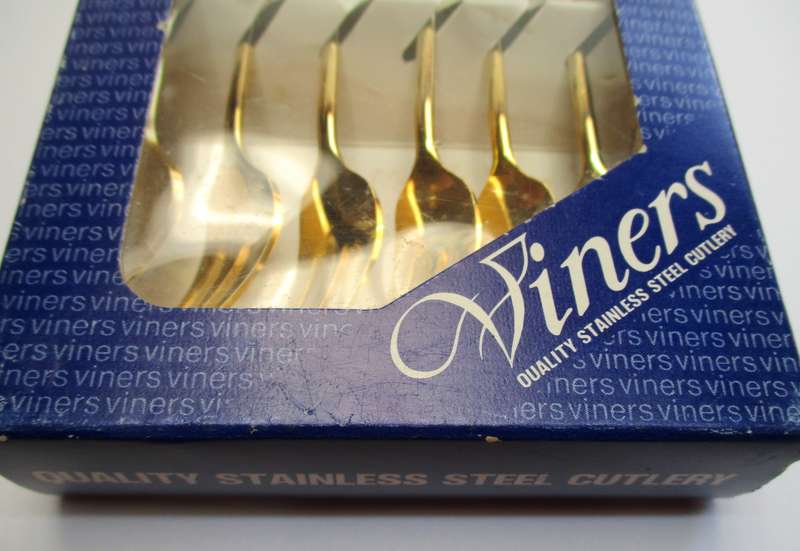 Viners Stainless Steel Cutlery - Kruger Rand Forks - gold plated