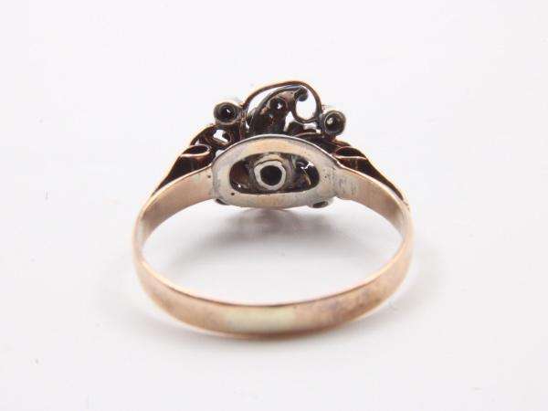 ANTIQUE 18K GOLD, DIAMOND & PEARL RING