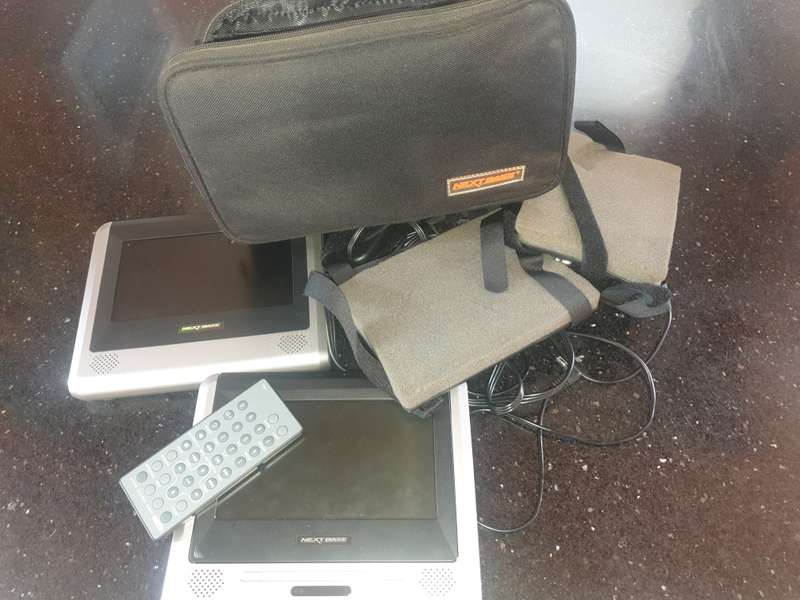 Next Base Car dual screen, headrest DVD player in carry case