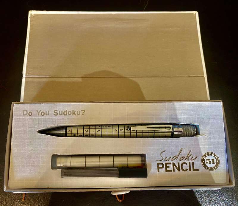 Suduko Retro 51 Tornado pen in box with 6 erasers