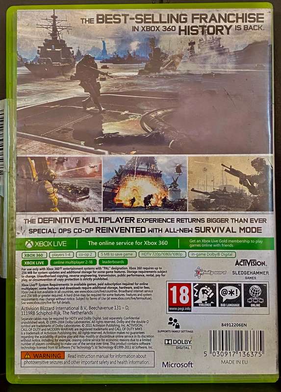 Xbox 360 original disk game in box- Call of duty modern warfare 3