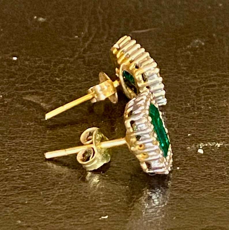 9ct yellow gold and Emerald and Diamond Earrings