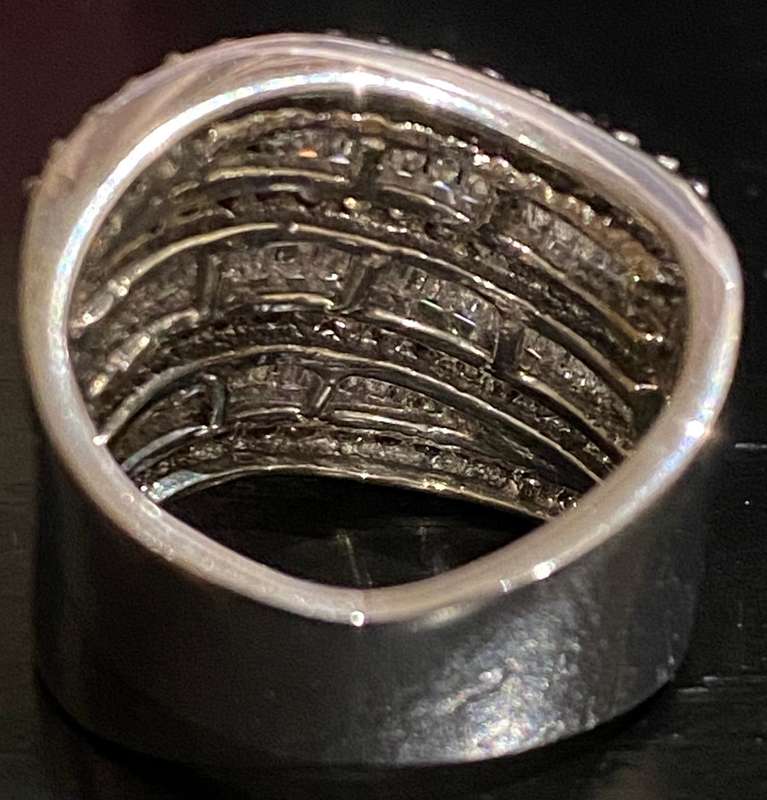 Broad wave channel set 18ct White gold and Diamond Ring