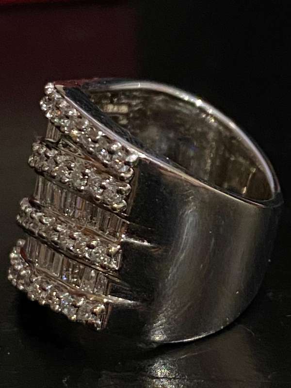 Broad wave channel set 18ct White gold and Diamond Ring