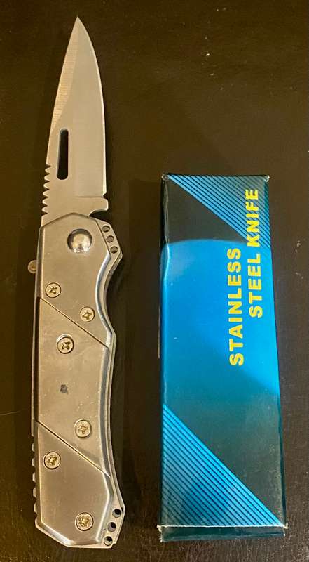 stainless steel pocket flick knife with safety 8965-3 in box-Brand new