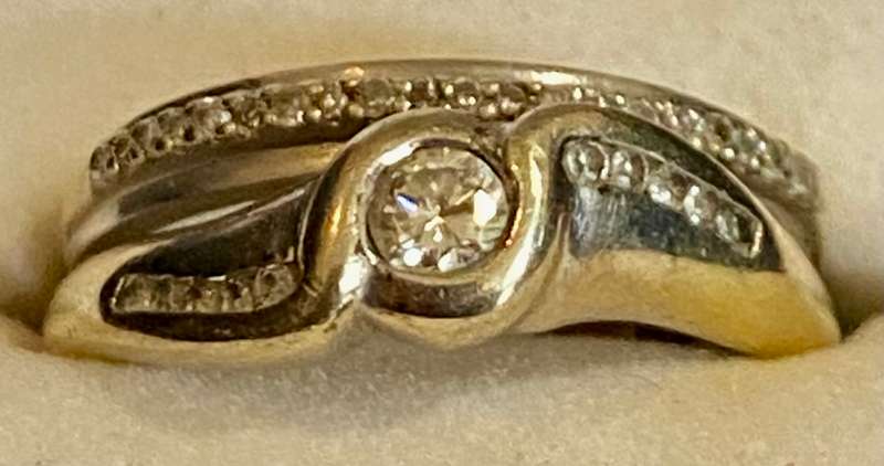 9ct white gold ring with Diamonds with eternity band with diamonds