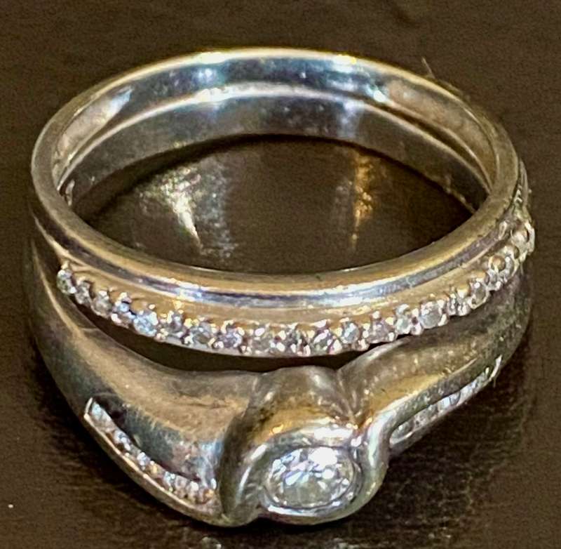 9ct white gold ring with Diamonds with eternity band with diamonds
