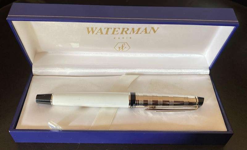 Waterman Expert 3 Deluxe White Chrome Trim Fountain Pen