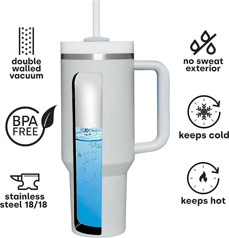 1.2L Stainless Steel Vacuum Tumbler with Straw for hot/cold drinks