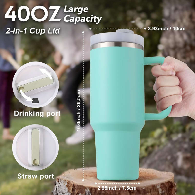 1.2L Stainless Steel Vacuum Tumbler with Straw for hot/cold drinks