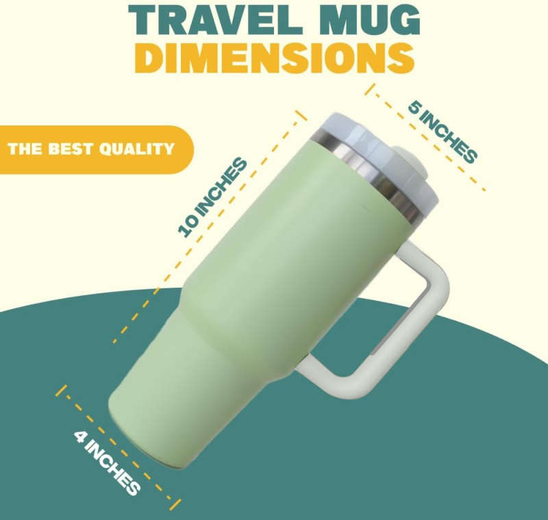1.2L Stainless Steel Vacuum Tumbler with Straw for hot/cold drinks