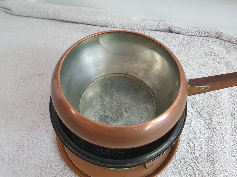 Vintage Copper Fondue Pot with Stand and Burner