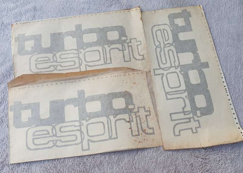 Vintage Lotus Esprit Turbo Decal Set - Original