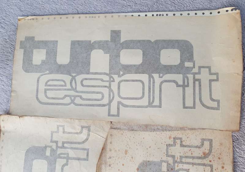 Vintage Lotus Esprit Turbo Decal Set - Original