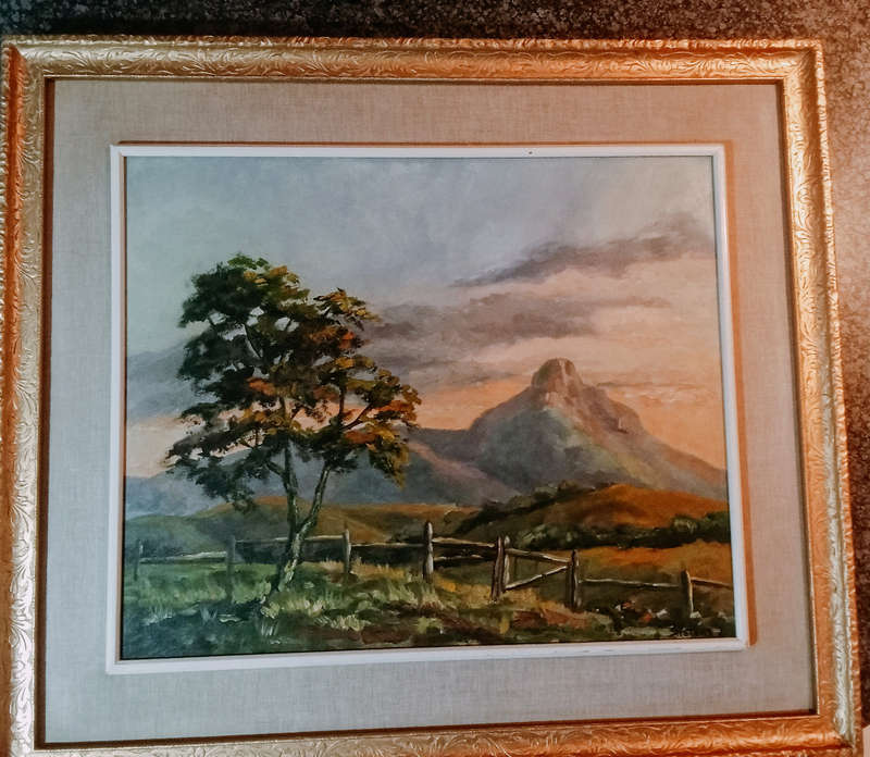1971 Oil on Board original Landscape painting by Artist S. Weter .