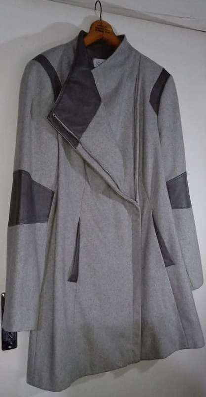 Calvin Klein Grey Wool Blend Pea Jacket Coat Size XL