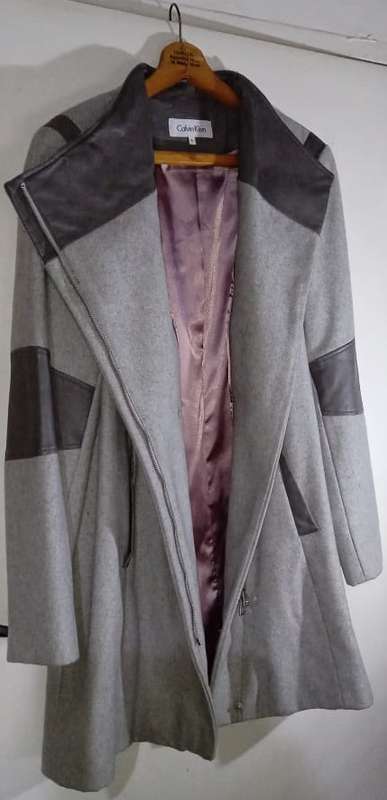 Calvin Klein Grey Wool Blend Pea Jacket Coat Size XL