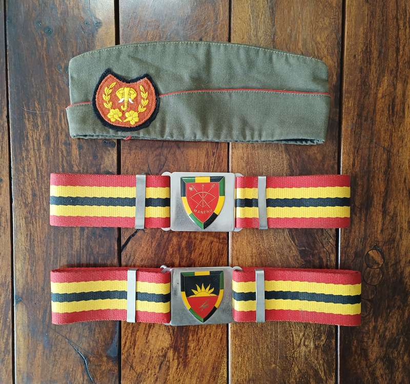 SADF - VENDA MILITARY - SIDE CAP AND STABLE BELTS - ULTRA SCARCE