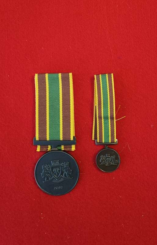 SADF - VENDA MILITARY - GENERAL SERVICE MEDAL (GSM) - FULL SIZE + MINIATURE
