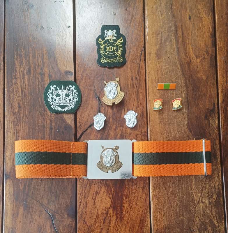 SADF - BOPHUTHATSWANA MILITARY LOT - STABLE BELT, BADGES AND RANKS