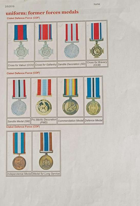 SADF - CISKEI DEFENCE FORCE - CROSS FOR BRAVERY - FULL SIZE