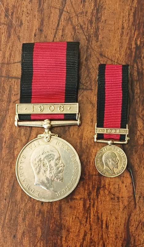 NATAL REBELLION MEDAL 1906 - FULL SIZE + MINIATURE
