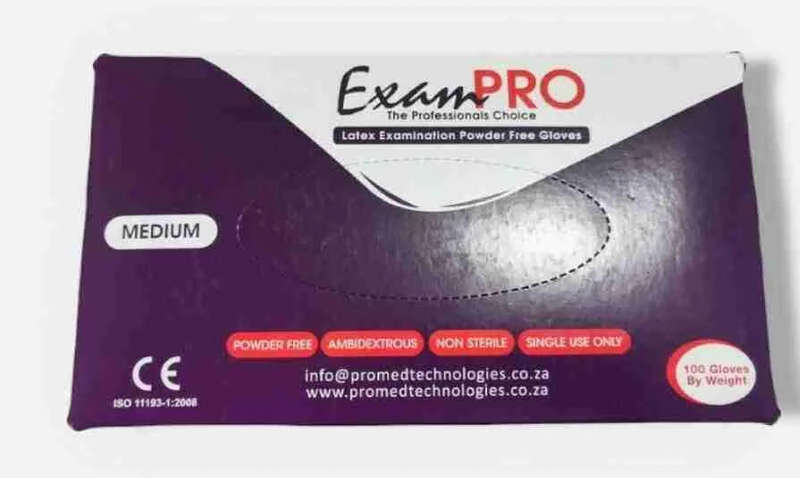 Exampro Powder Free Latex Gloves - Medium