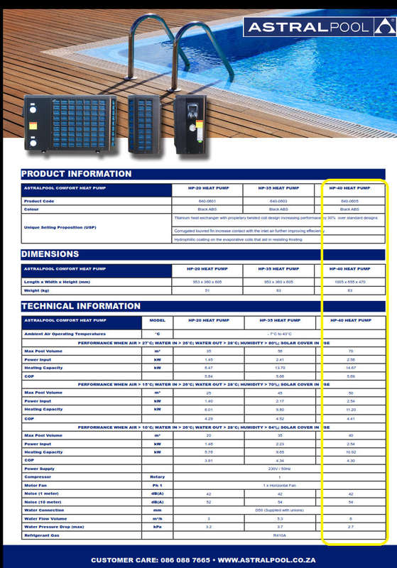 HEAT PUMP HP-40 COMFORT ON/OFF ASTRALPOOL
