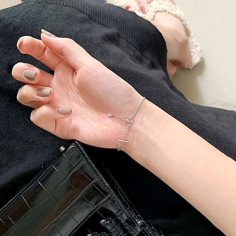 925 Silver Double Layer CZ Circle Bracelet