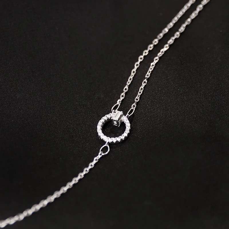 925 Silver Double Layer CZ Circle Bracelet