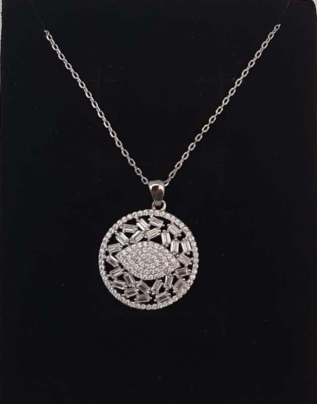 925 Silver Cubic Zirconia Evil Eye Necklace