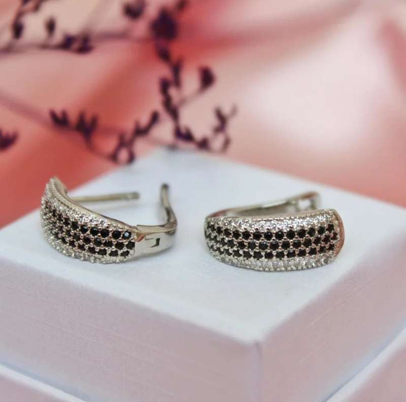 925 Silver Black Spinel Earrings