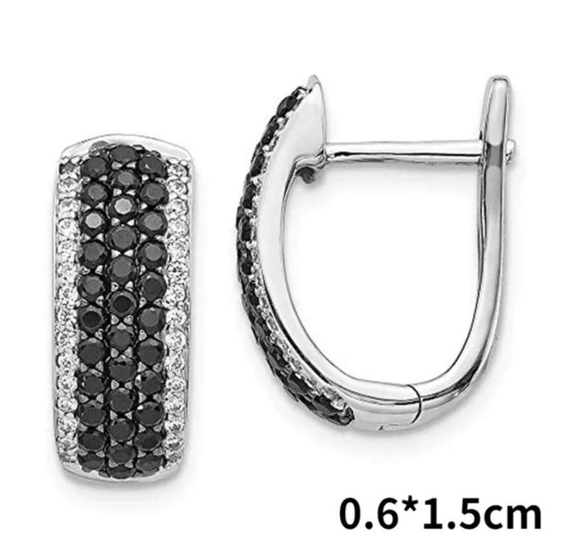 925 Silver Black Spinel Earrings