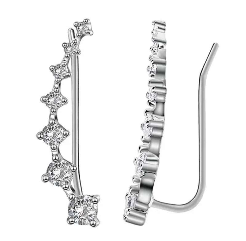925 Silver CZ Climber Earrings