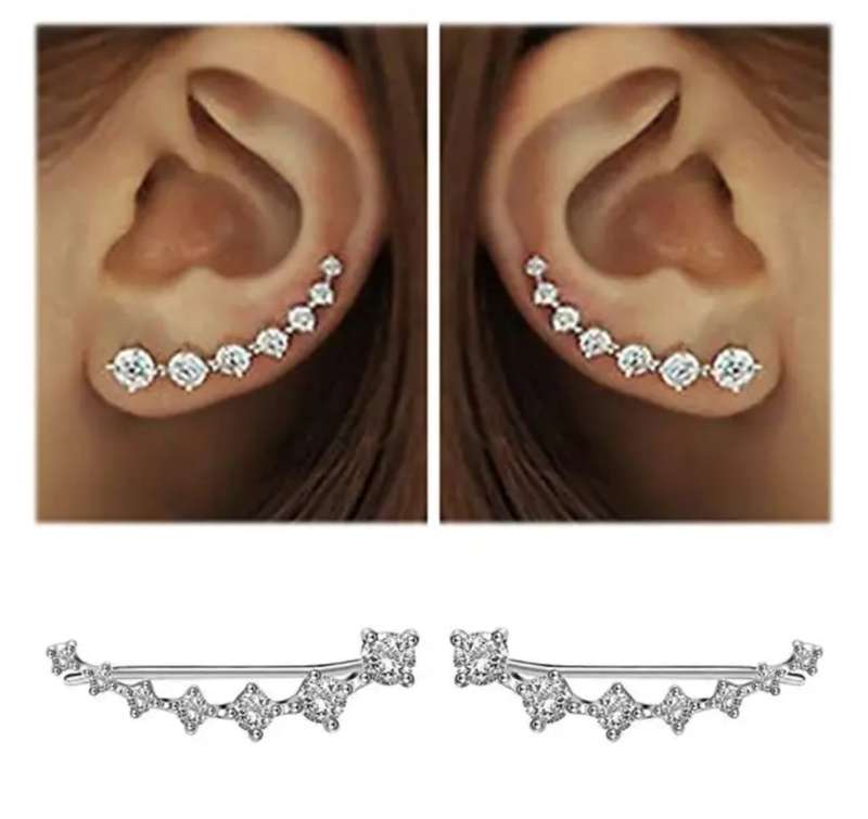 925 Silver CZ Climber Earrings