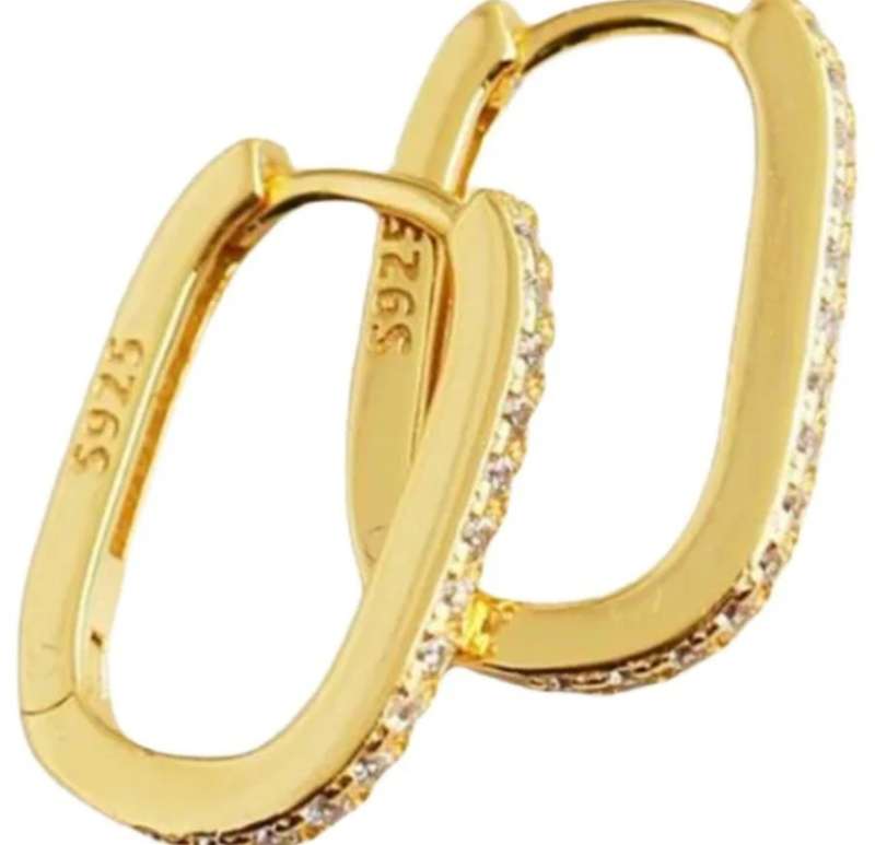 925 Silver U-Shape CZ Earrings (2)
