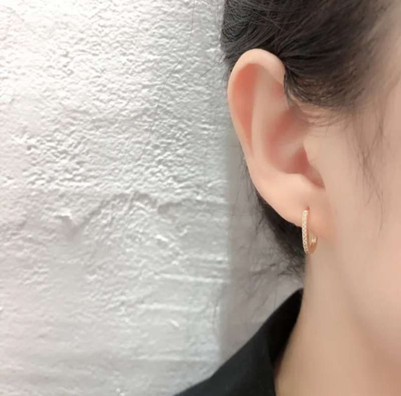 925 Silver U-Shape CZ Earrings (2)