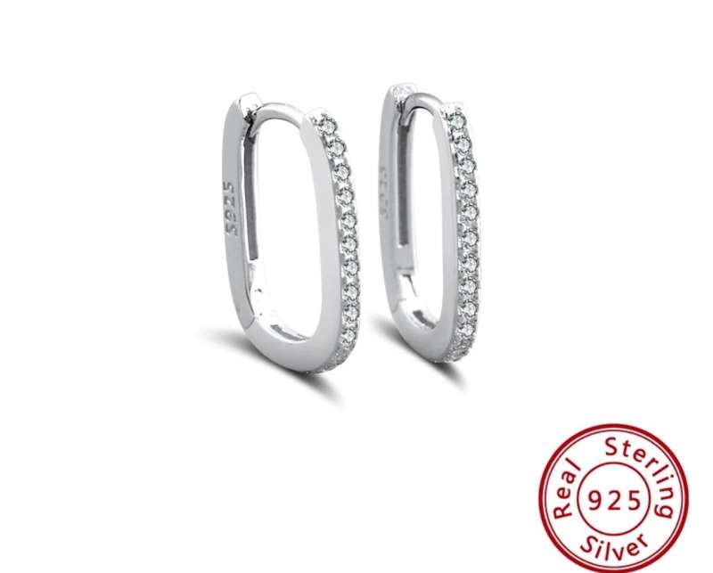 925 Silver U-Shape CZ Earrings (2)