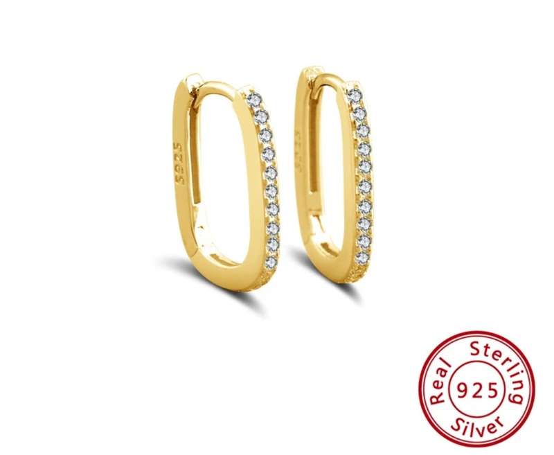 925 Silver U-Shape CZ Earrings (2)