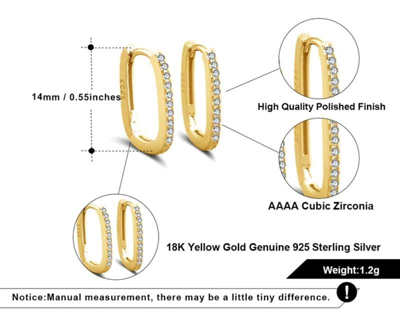 925 Silver U-Shape CZ Earrings (2)