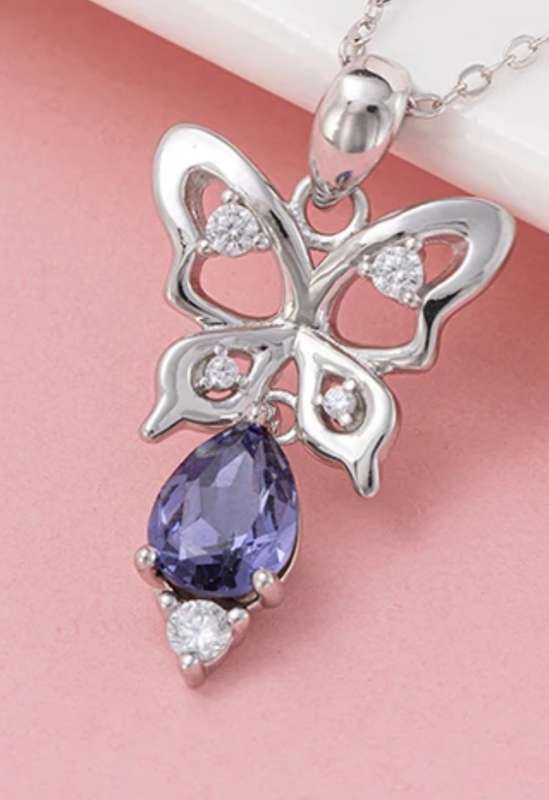 925 Silver Austrian Crystal Butterfly Necklace